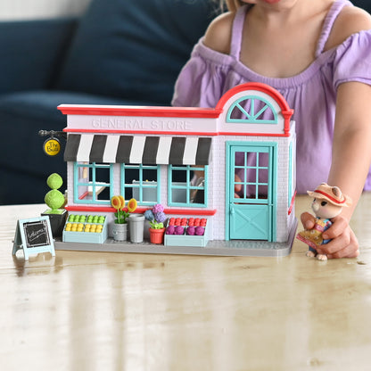 Buzz General Store 8" Tall Dollhouse Playset, 56 Pieces, Ages 3+, No Assembly