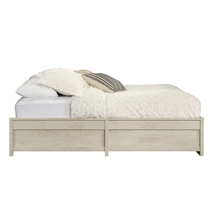 Modern Farmhouse Queen Platform Bed, Rustic White Finish