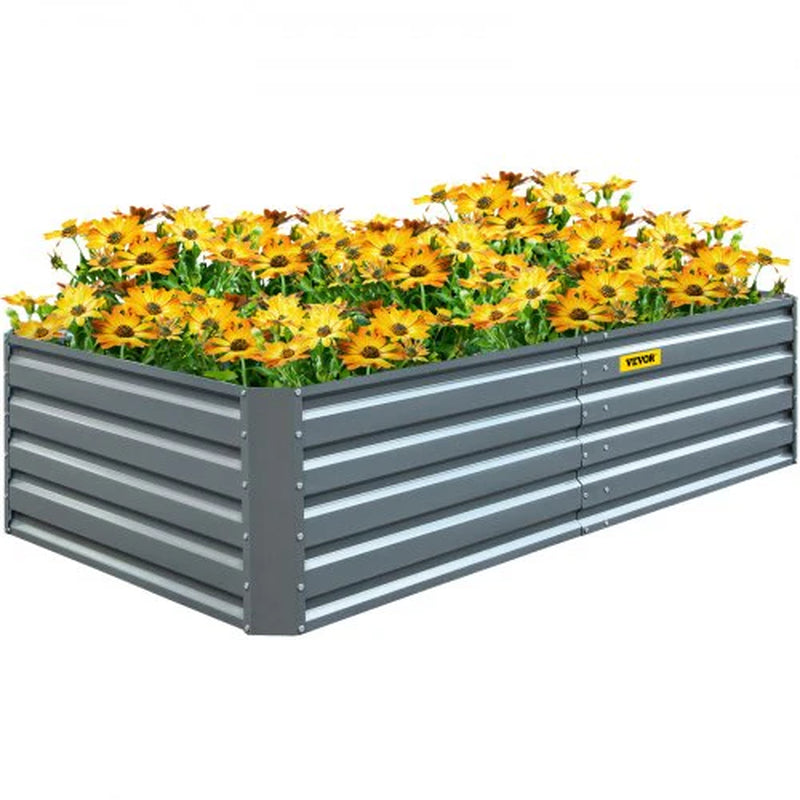 VEVOR Galvanized Raised Garden Bed, 80 X 40 X 19 Metal Planter Box, Gray Steel Plant Raised Garden Bed Kit, Planter Boxes Outdoor for Growing Vegetables,Flowers,Fruits,Herbs,And Succulents