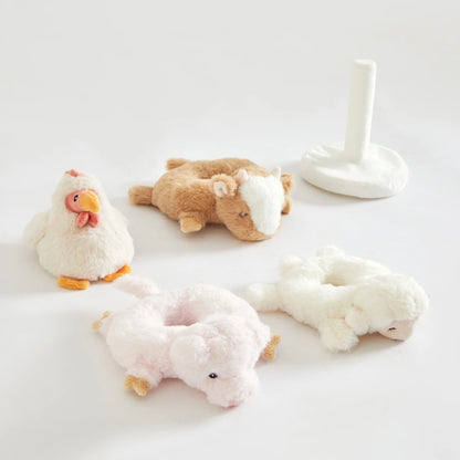 5-PC Stackable Plush Baby Farm Animals Rattle Set
