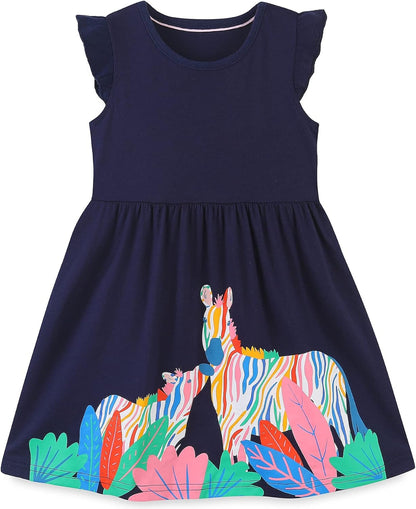 Toddler Girls Clothes Cotton Short Sleeve Casual Girls Dresses for Kids 2-7 Years