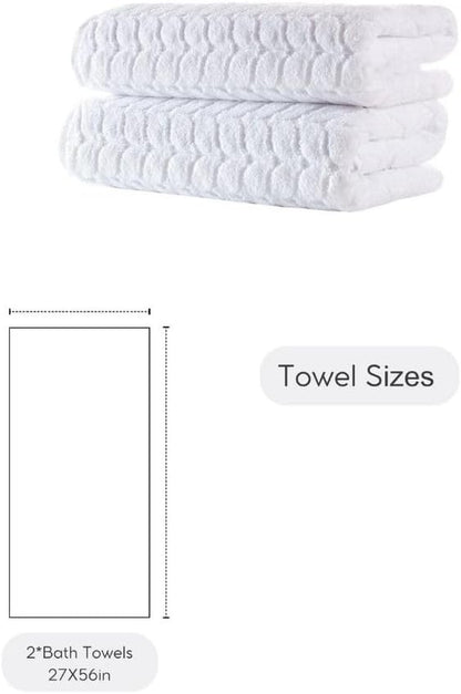 100% Turkish Cotton Jacquard Luxury Towel Set – Quick Dry Non-Gmo Ultra-Soft, Plush and Absorbent Luxury Durable Turkish Towels Set (Grey, 2 Pcs Bath Towel Set)
