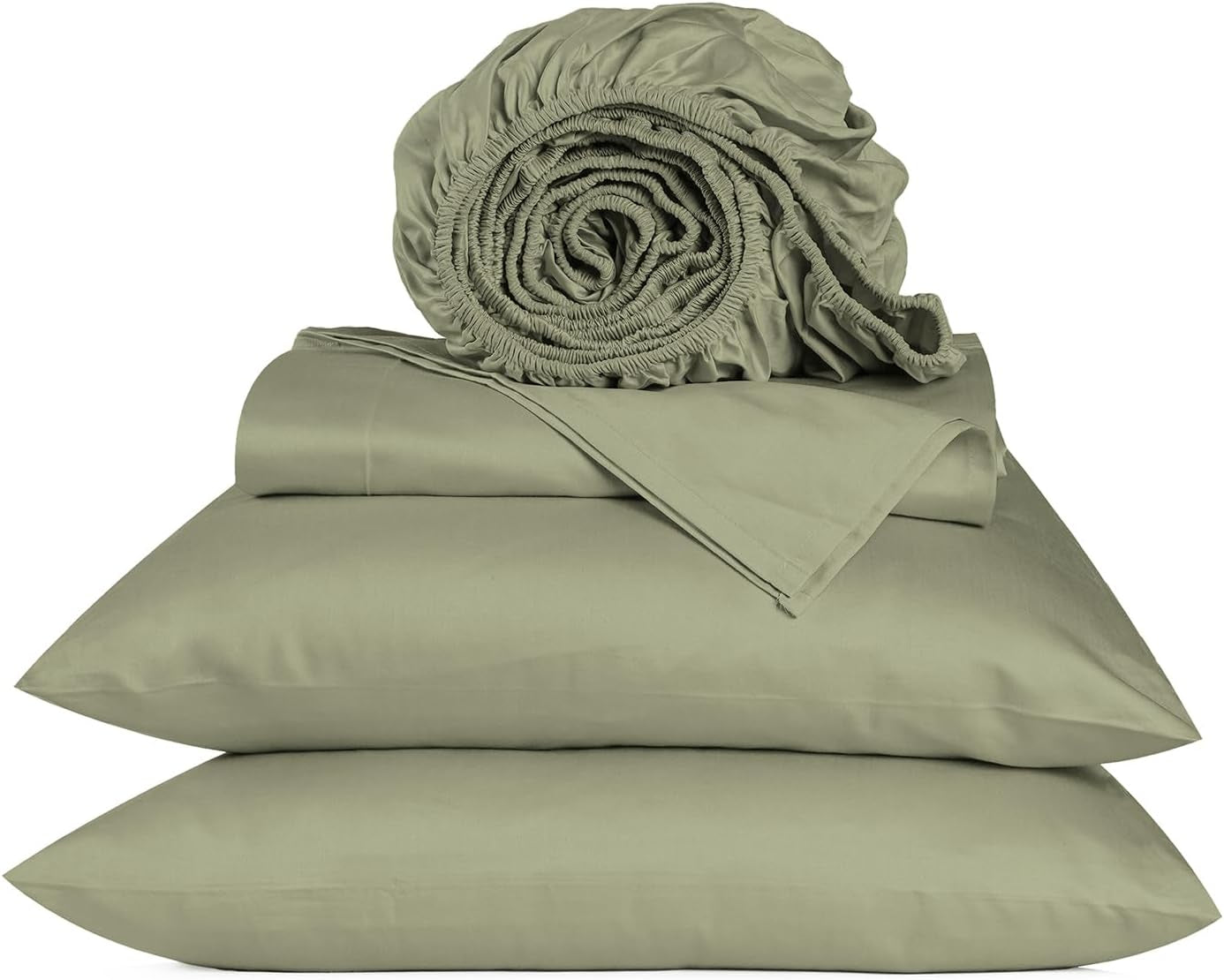 800 Thread Count Egyptian Cotton California King Size Sheets Set, Sateen Weave Luxury Hotel Bedsheets, 4 Pc Bed Sheet Sets, Fits 16" Deep Pocket - Sage