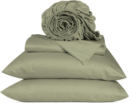 800 Thread Count Egyptian Cotton California King Size Sheets Set, Sateen Weave Luxury Hotel Bedsheets, 4 Pc Bed Sheet Sets, Fits 16" Deep Pocket - Sage