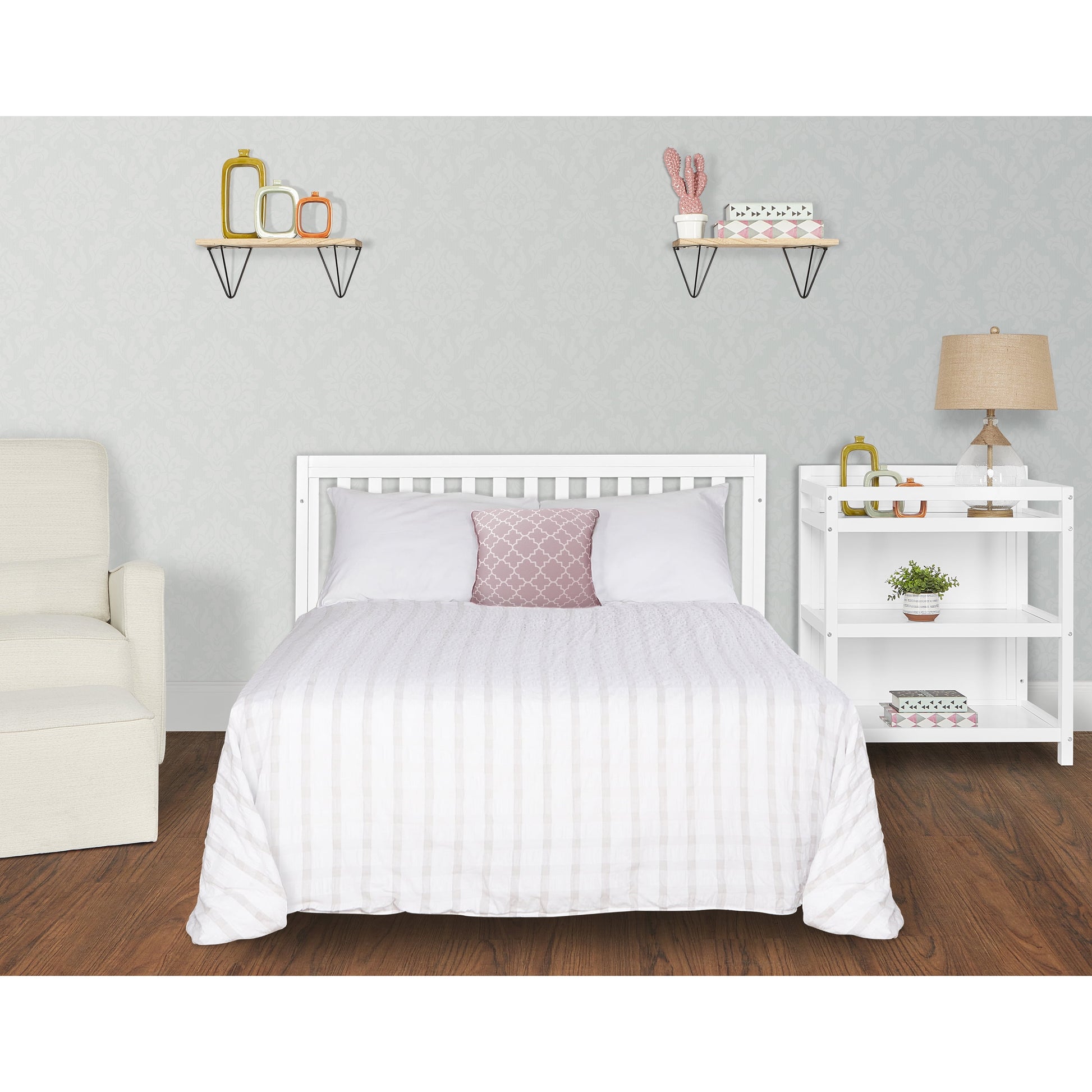 Milo 5 in 1 Convertible Crib and Changing Table with Free Changing Pad in White