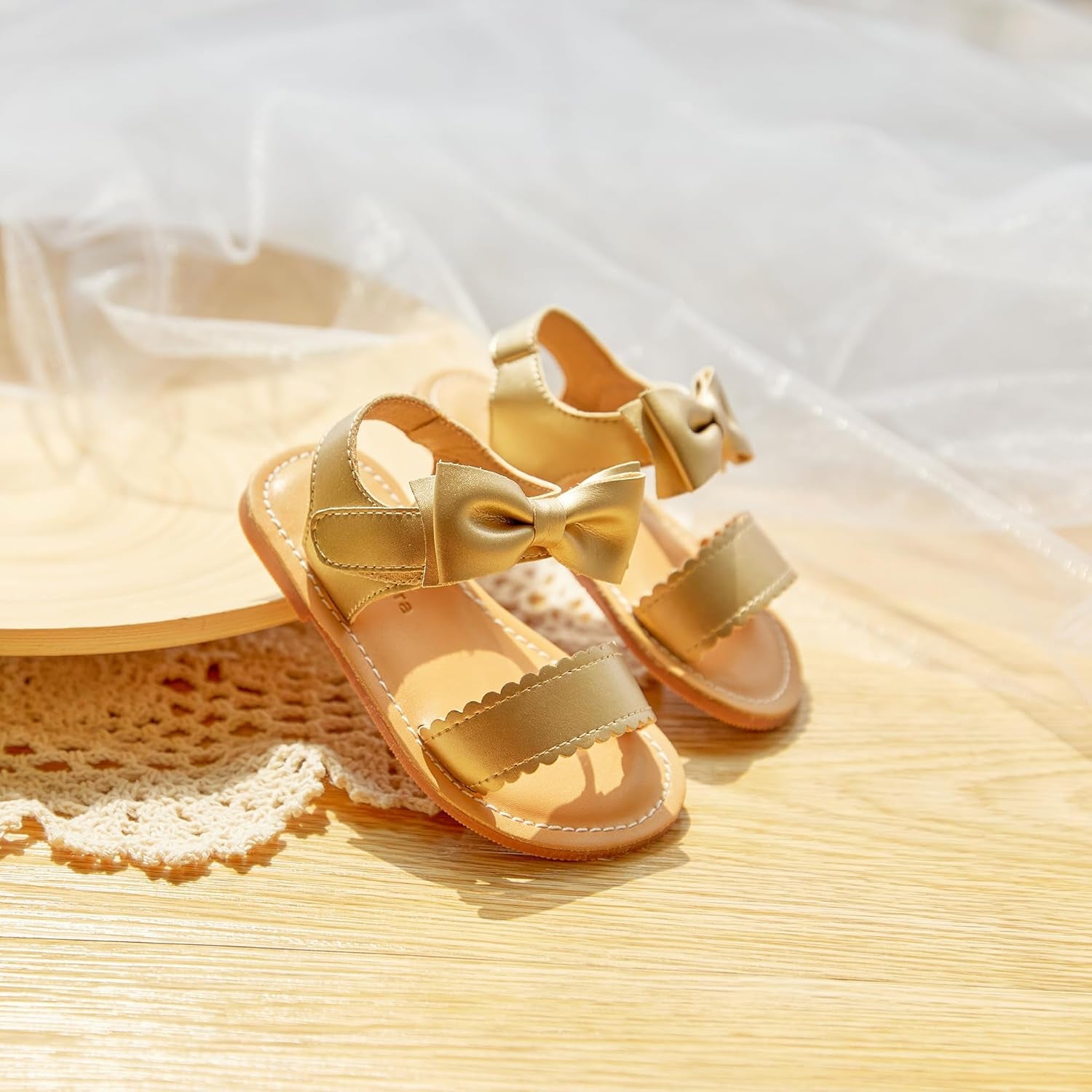 Toddler Girl Sandals - Flower Girl Dress Shoes Open Toe Little Kid Summer Flats
