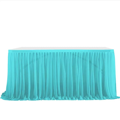 6/9FT Party Table Skirt Birthday Pleated Dessert Tablecloth Cover Wedding Festive Table Skirting Baby Shower Home Table Decor