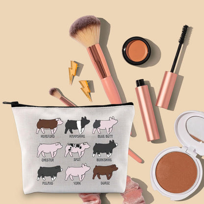 Funny Pig Idea Cosmetic Bag Pig Breed Inspired Zipper Pouch Pig Gifts for Pig Lovers Animal Lovers Gift Breeder Gift (Pig Show)