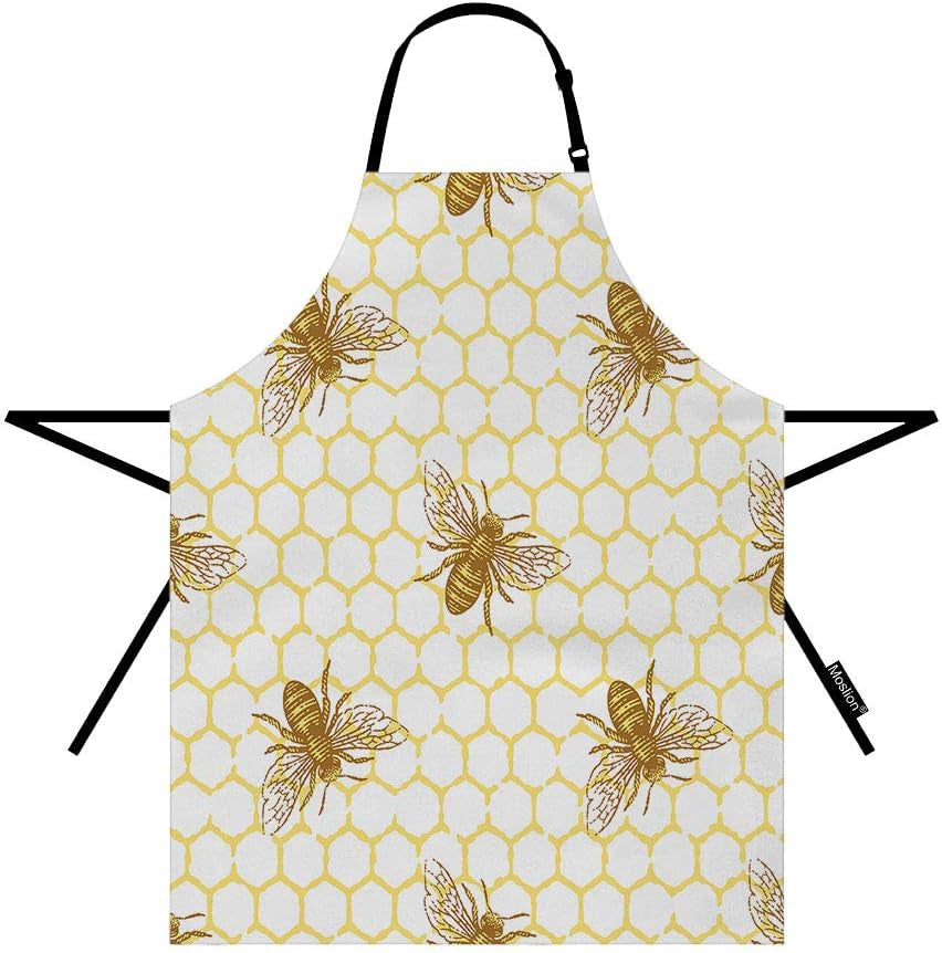 Apron 31X27 Inch Kitchen Chef Waitress Cook Aprons Bib with Adjustable Neck for Women Men