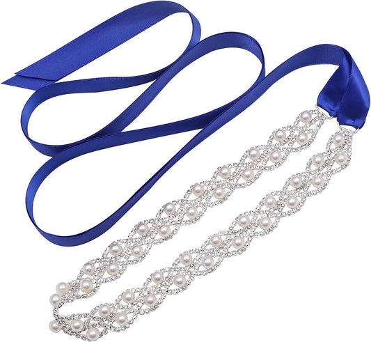 Crystal Wedding Belt Pearls Bridal Belt Handmade Rhinestone Wedding Dress Belt for Bride Bridesmaid Gowns