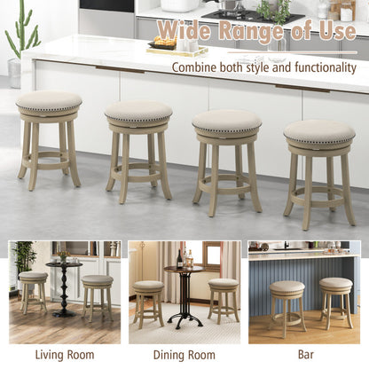 24/26.5 Inches Swivel Bar Stools Set of 2 Wth Wooden Frame