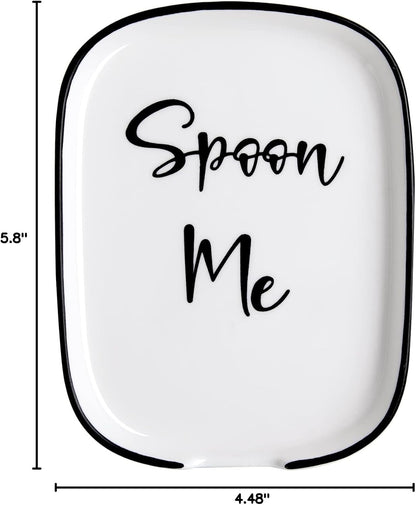 Ceramic Spoon Rest for Stove Top, Large Spoon Holder, Spoon Rest for Kitchen Counter, White Coffee Spoon Rest, Heat-Resistant Cooking Utensil Rest, Modern Farmhouse Kitchen Décor