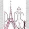 Paris Tapestry, Tower Eiffel with Paris Lettering Couple Trip Flowers Floral Design Print, Wall Hanging for Bedroom Living Room Dorm Decor, 40" X 60", Pink Plum