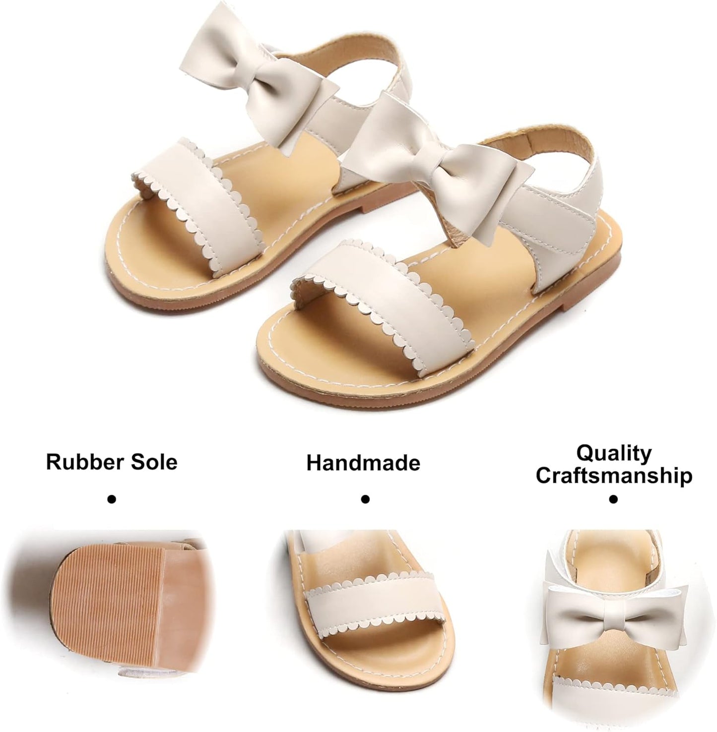Toddler Girl Sandals - Flower Girl Dress Shoes Open Toe Little Kid Summer Flats