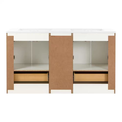 Maybell 61 In. Double Sink Pearl Gray Bath Vanity with White Cultured Marble Top (Assembled)
