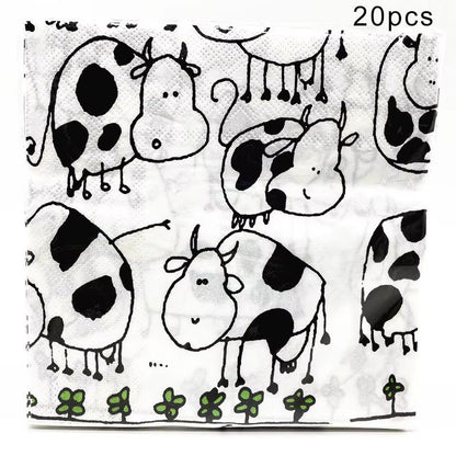 Farm Cow Theme Birthday Party Animal Party Cow Decoration Disposable Cup Plate Tablecloth Baby Shower Balloon Decoration