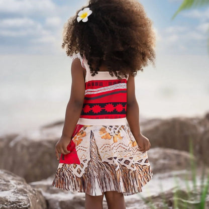 Moana Princess Dress for Little Girls Ocean Adventure Costume Cosplay with Accessories 9-10 Years