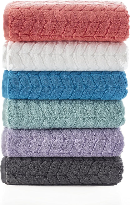 100% Turkish Cotton Jacquard Luxury Towel Set – Quick Dry Non-Gmo Ultra-Soft, Plush and Absorbent Luxury Durable Turkish Towels Set (Grey, 6 Pcs Towel Set)