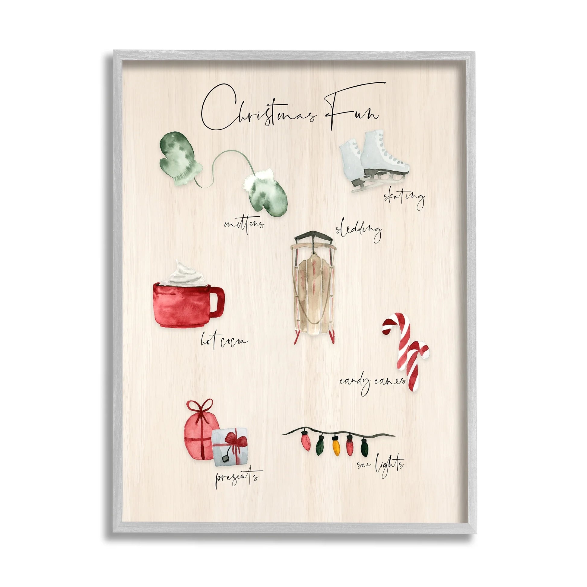 Stupell Indtries Rtic Christmas Fun Chart Holiday Tradition Festive Illtrations,11 X 14,Design by Lucille Price