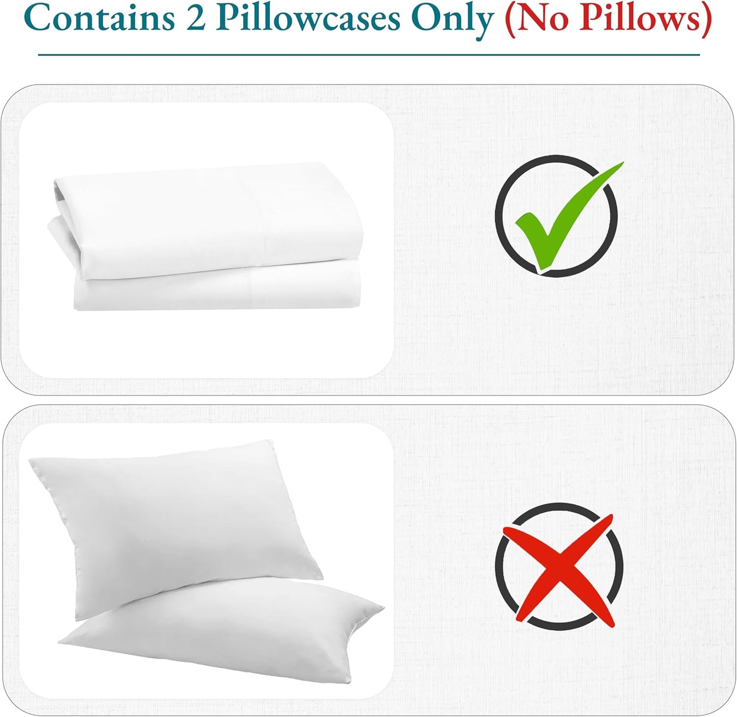 Soft & Silky 500 Thread Count 100% Cotton Is Cool & Smooth, White Pillowcases Queen Size Fits Standard & Queen Pillows (Pure White)