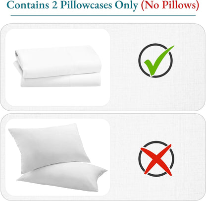 Soft & Silky 500 Thread Count 100% Cotton Is Cool & Smooth, White Pillowcases Queen Size Fits Standard & Queen Pillows (Pure White)
