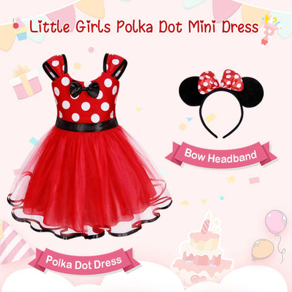 Mouse Minnie Costume Baby Fancy Dress up Princess Bowknot Tutu Tulle Xmas Cosplay Cute Birthday Party Outfits 110 CM 3-4 Years