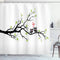Owls Shower Curtain, Owls in Love Sitting on a Branch Leaf Leaves Hearts Romance Themed Artwork, Cloth Fabric Bathroom Decor Set with Hooks, 69" W X 70" L, Green Apple