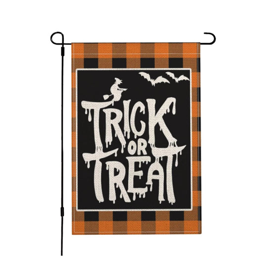 Halloween Garden Flag Trick or Treat Garden Flag Farmhouse Bat Witch Flag for Fall Halloween Decorations Outdoor 12"X18"