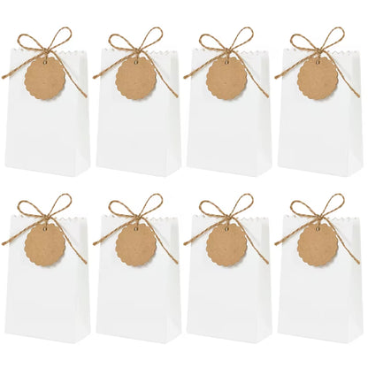 50/10Pcs Kraft Paper Gift Box with Rope Retro Candy Cookie Bag Wedding Favors Birthday Party Supplies Christmas Gift Packaging