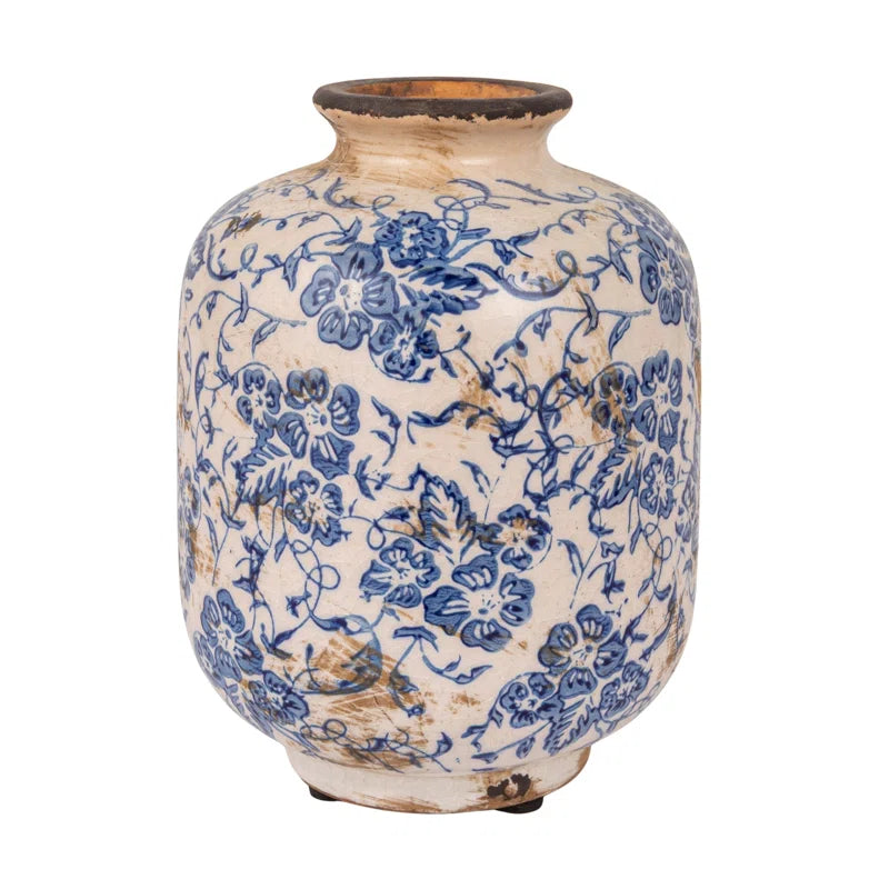 Decorative Terra-Cotta Vases with Heavy Distressing