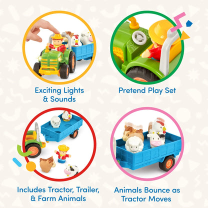 Farming Fun Tractor with 7 Pieces Lights and Sounds, Toddler and Preschool Toys