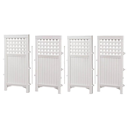 FS4423D Outdoor Patio 4 Panel Screen Enclosure Gated Fence, Plastic, White, 44 in H X 24 in D