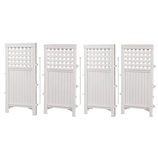 FS4423D Outdoor Patio 4 Panel Screen Enclosure Gated Fence, Plastic, White, 44 in H X 24 in D