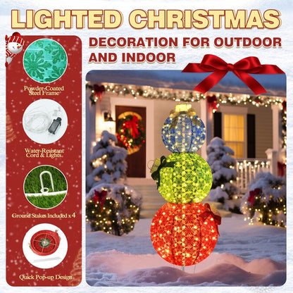 63-In Ornament Free Standing Decoration with White LED Lights