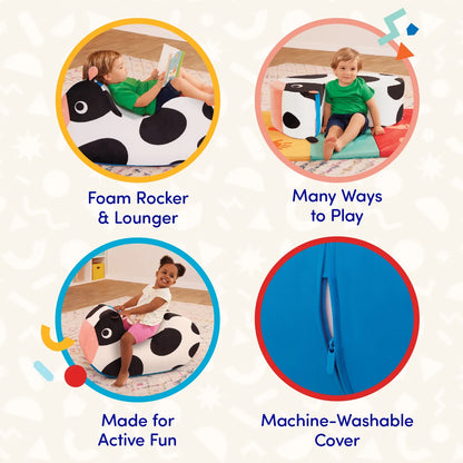 Cozy Cruisers Cow Foam White Ride-On Toy with Washable Cover, Toddler and Preschool Toys