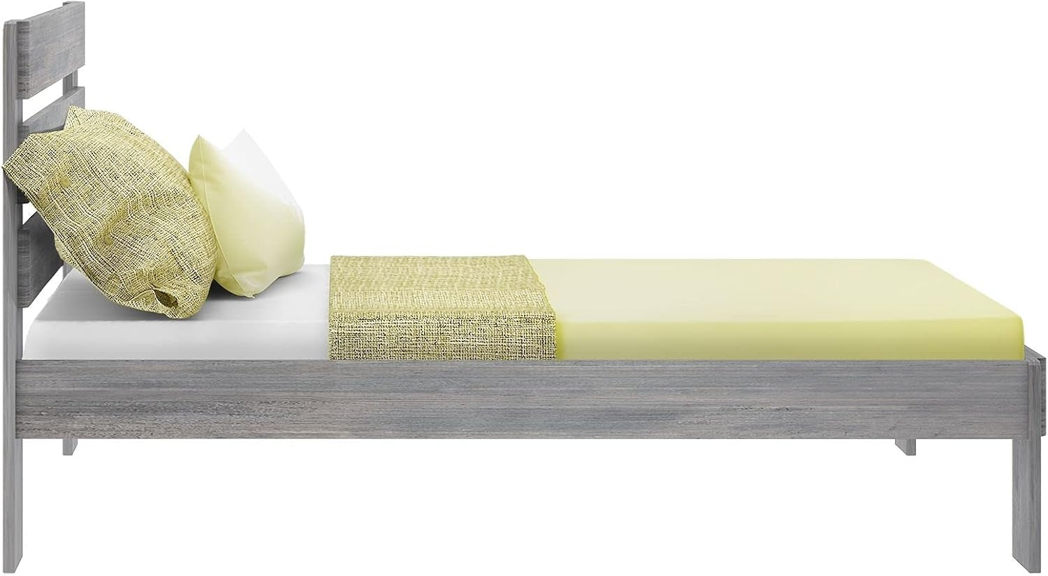 Modern Farmhouse Platform Bed with Plank Headboard, Full, Driftwood