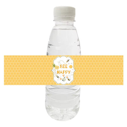 10Pcs Happy Bee Day Bottle Labels Stickers Happy Birthday Honey Bee Party Baby Shower Decorations Kids Toy Water Labers
