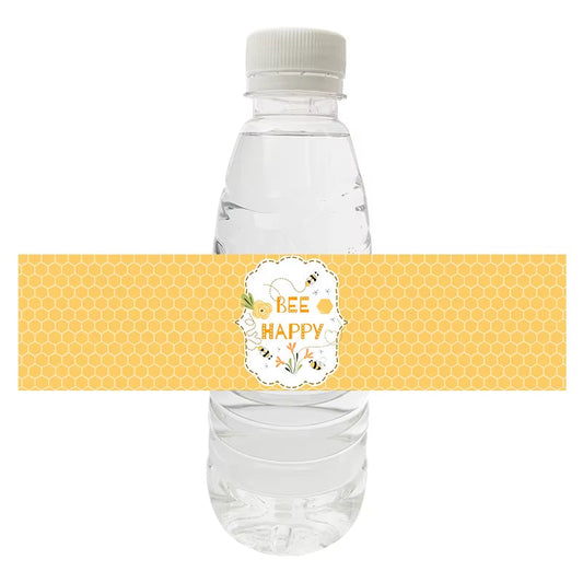 10Pcs Happy Bee Day Bottle Labels Stickers Happy Birthday Honey Bee Party Baby Shower Decorations Kids Toy Water Labers