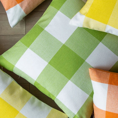 Buffalo Checker Plaid Farmhouse Summer Square Decorative Throw Pillow for Couch, 12" X 20", Orange/White, 2 Pack