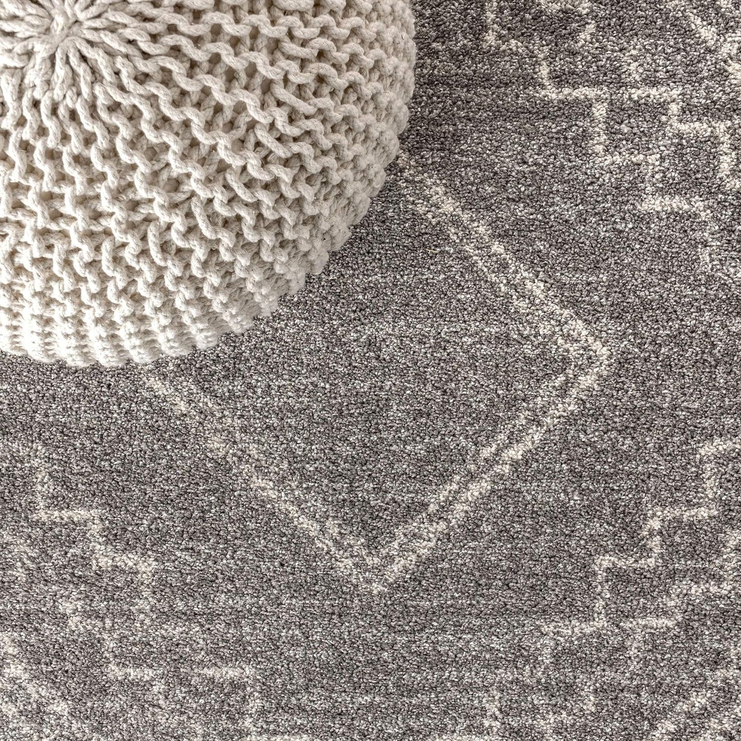 MOH200C-4 Amir Moroccan Beni Souk Indoor -Area Rug Bohemian Farmhouse Rustic Geometric Easy-Cleaning Bedroom Kitchen Living Room Non Shedding, 4 X 6, Gray,Cream