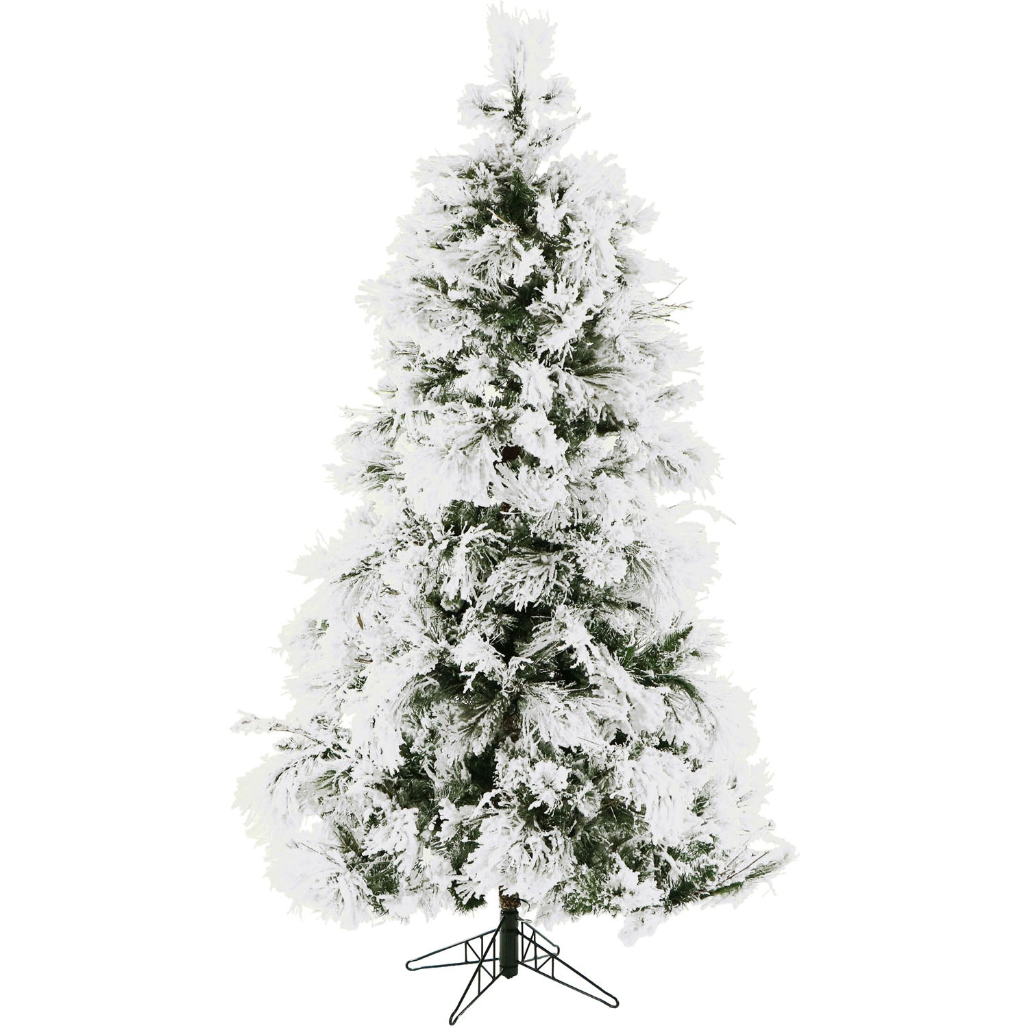 6.5' Pre-Lit Flocked Snowy Pine Artificial Christmas Tree, 450 Warm White LED Lights