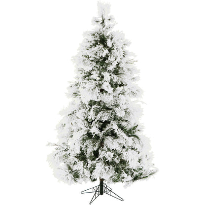 6.5' Pre-Lit Flocked Snowy Pine Artificial Christmas Tree, 450 Warm White LED Lights