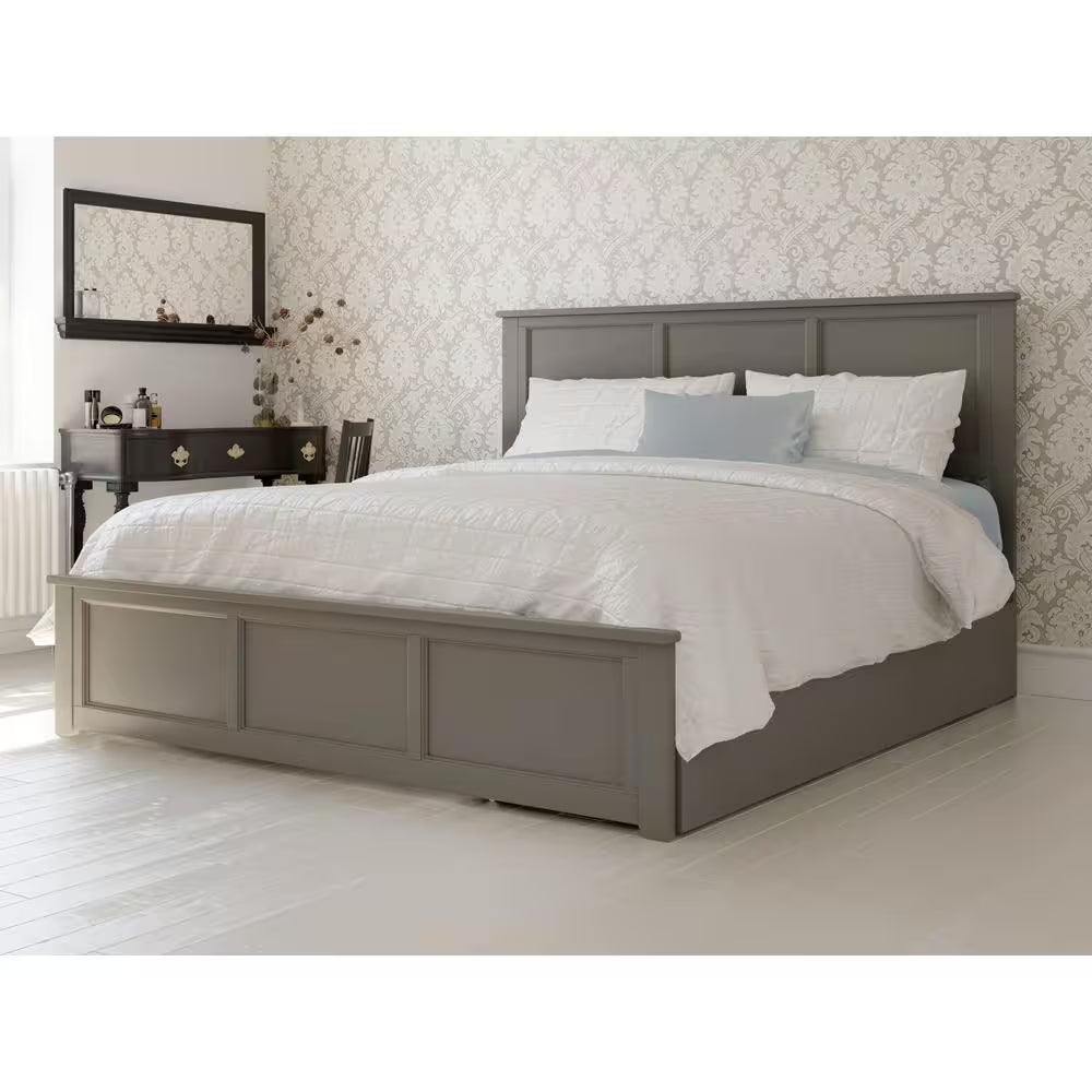Madison Walnut Full Platform Bed with Matching Foot Board and 2 Urban Bed Drawers