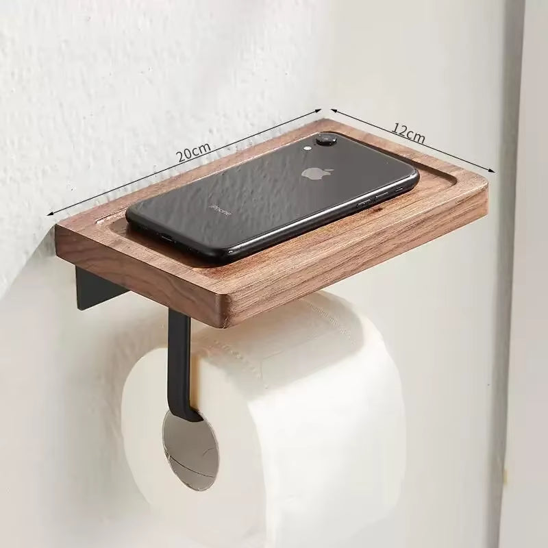 Walnut Wood Black Bathroom Hardware Set Bathroom Towel Rack Towel Rack Toilet Paper Holder Towel Bar Shelf Bathroom Accessories