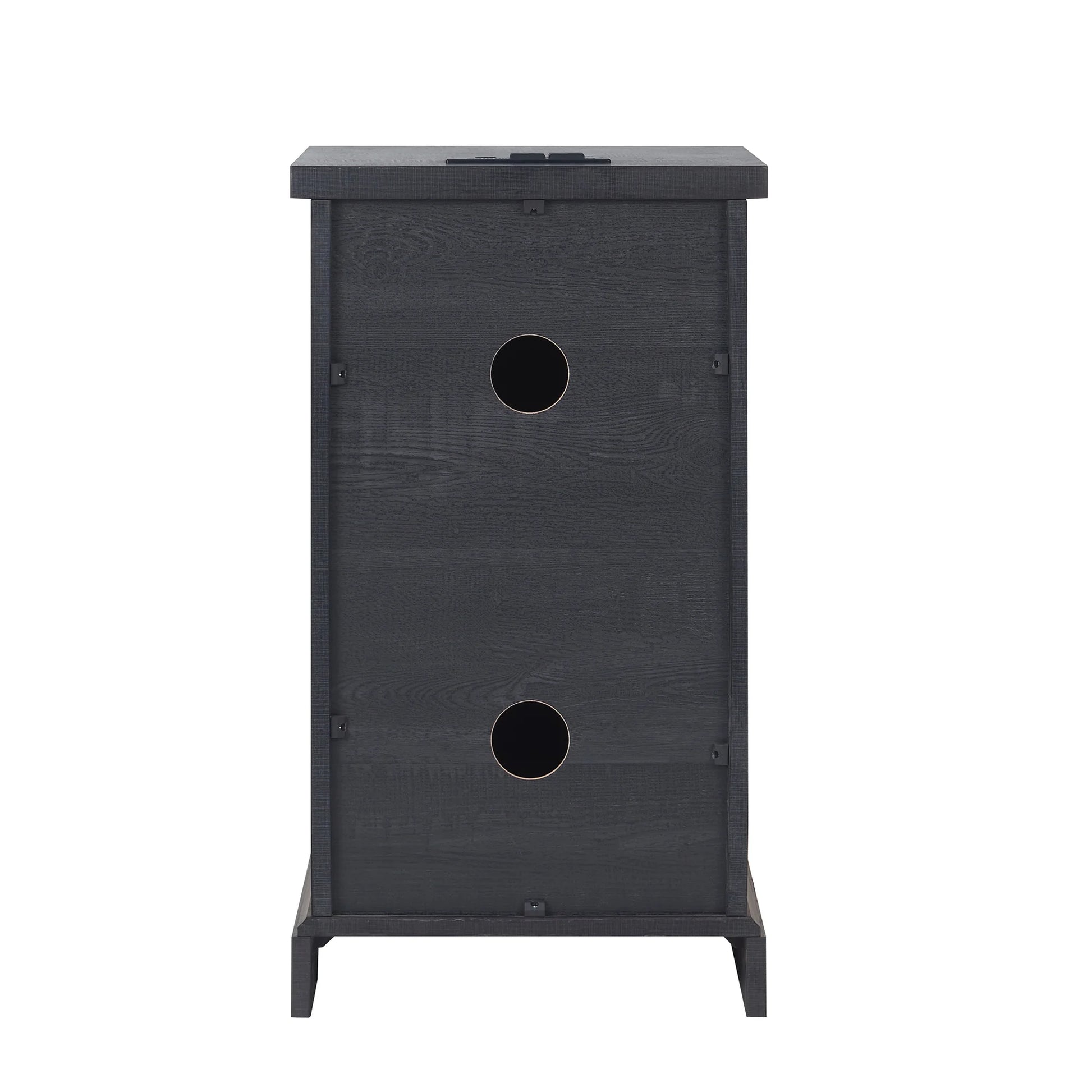 Farmhouse Nightstand with Charging Station, Wood End Table Side Table, Black