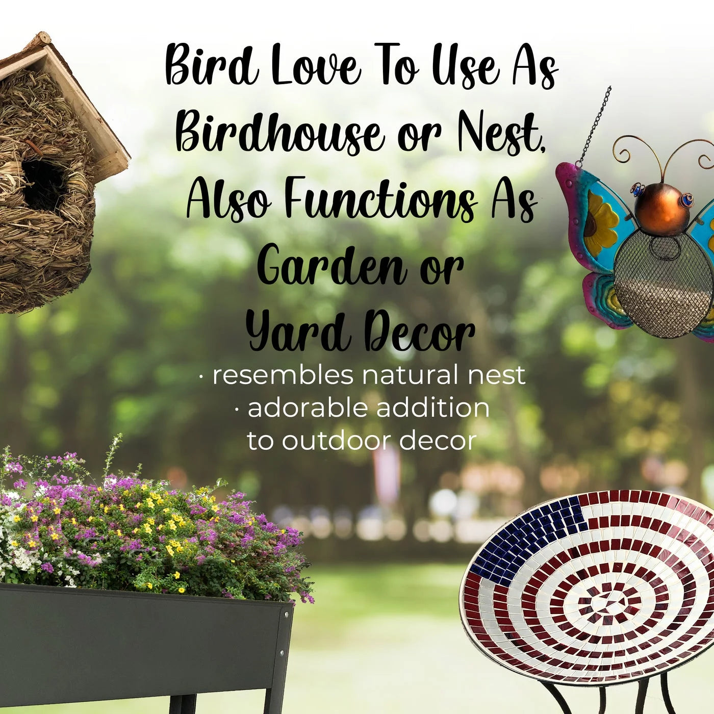 2 Pack of Songbird House Natural Bird Huts Outdoor, Grass Woven Bird Nest, Set of 2