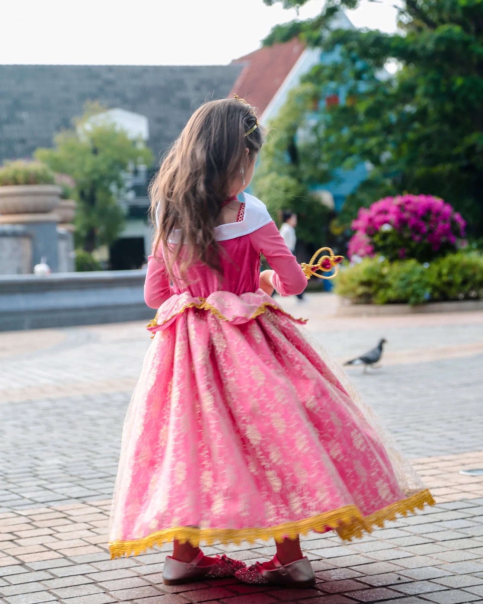 Girls Princess Dress up Aurora Fancy Dresses Birthday Party Cosplay for Kids Evening Gown with Accessories