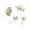 4Pcs Blue Wedding Hair Piece Blue Hair Accessories Hairpins Set， Decorative Pearl Comb, Flower Bridal Hair Set, Hair Accessories for Brides Girls Hair Combs Hair Jewelry