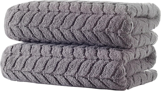 100% Turkish Cotton Jacquard Luxury Towel Set – Quick Dry Non-Gmo Ultra-Soft, Plush and Absorbent Luxury Durable Turkish Towels Set (Grey, 3 Pcs Towel Set)