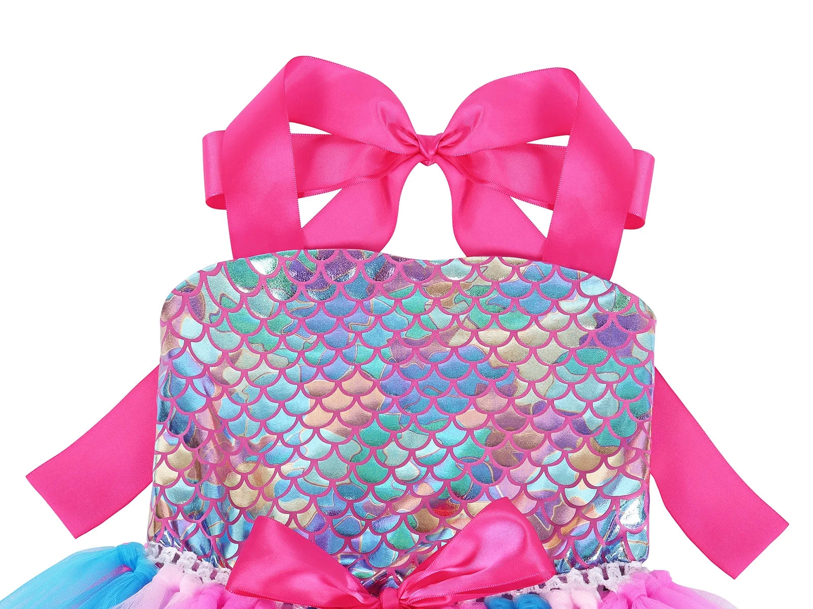 Little Girls Sequin Ariel Mermaid Princess Cosplay Dress Birthday Party Halloween Cosplay Costumes with Hairband 6-7 Years